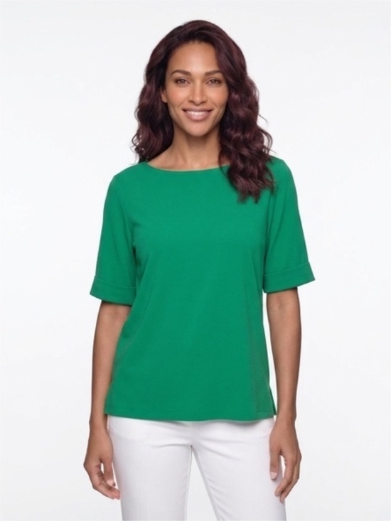 Karen Scott Tops - Karen Scott Bright Green Short Sleeve Knit Top